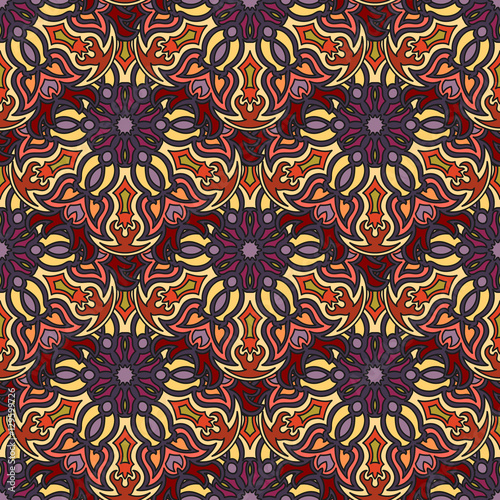 Ornate floral seamless texture, endless pattern with vintage mandala elements.