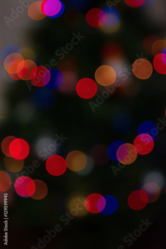 Christmas shiny light bokeh in blue and red colors