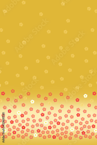 一面の梅の花　ゴールド