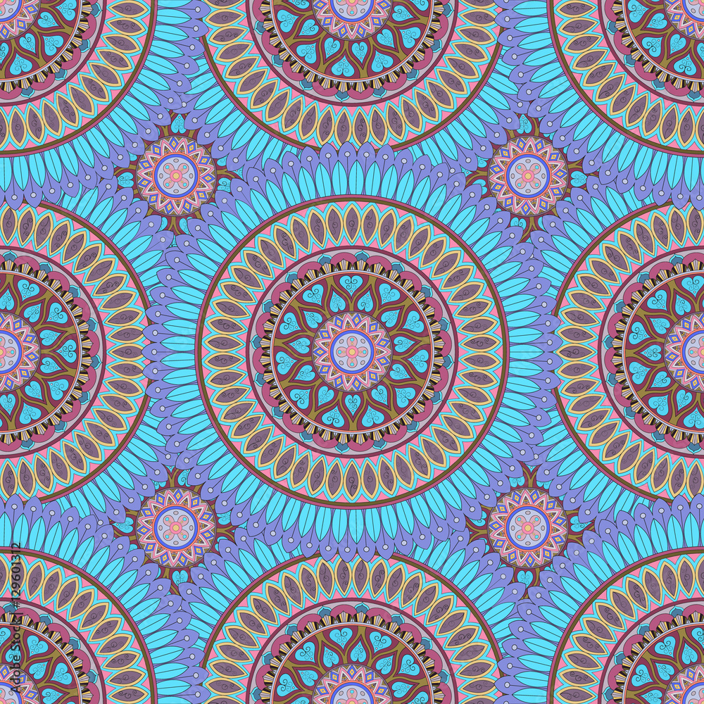 Ornate floral seamless texture, endless pattern with vintage mandala elements.