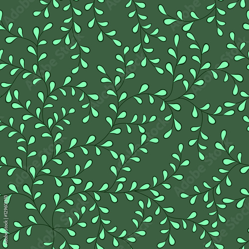 Vegetable seamless pattern. Lace from green twigs and leaves.