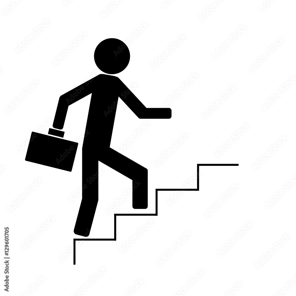 man climbing the stairs, icon, vector illustration man climbing the stairs, icon, vector illustration