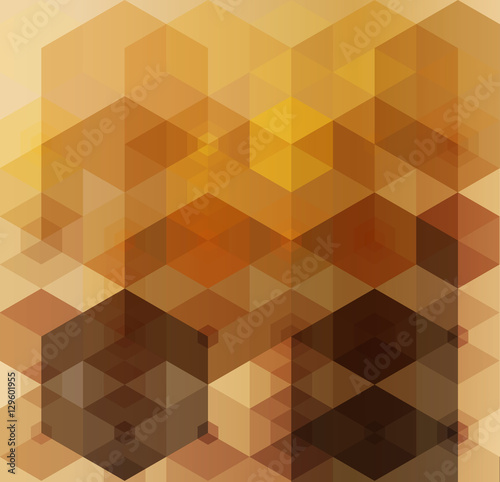 Vector brown with yellow hexagonal background