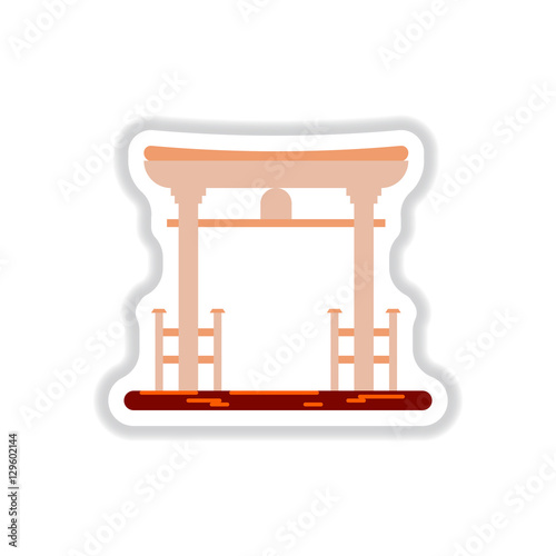 architecture gate Vector illustration in paper sticker style Chinese Gate