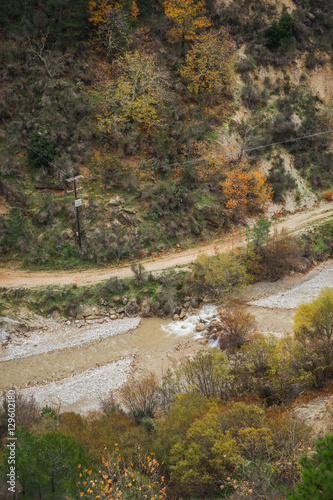 Scenic foggy autumn landscape in mountains near Kalavrita, Pelop photo