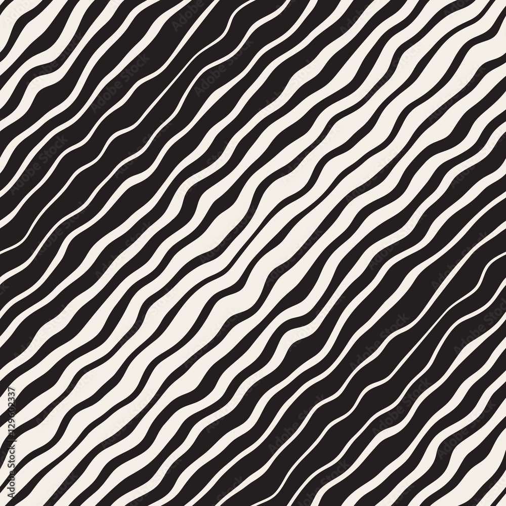 Wavy Ripple Hand Drawn Gradient Lines. Vector Seamless Black and White Pattern. Wavy Ripple Hand Drawn Gradient Lines. Vector Seamless Black and White Pattern.