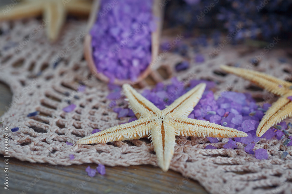 Composition of spa treatment with natural sea salt and aromatic Composition of spa treatment with natural sea salt and aromatic