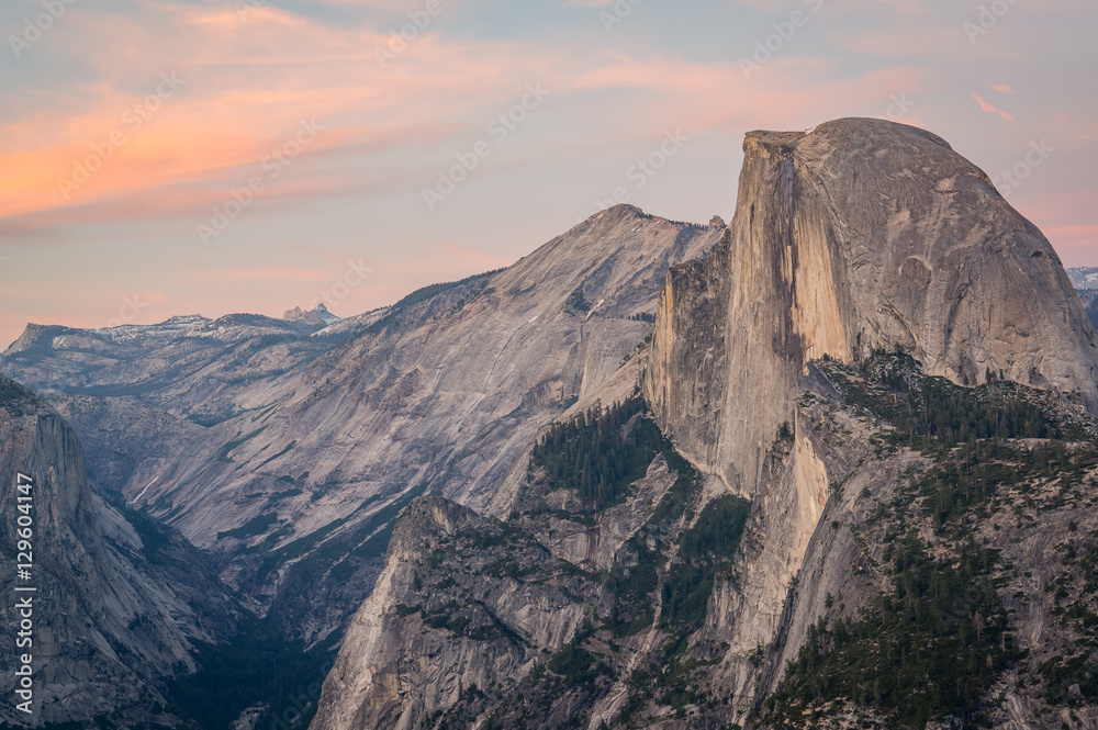 Sunset over the Half Dome, taken from Glacier Point, Yosemite National Park, California, USA