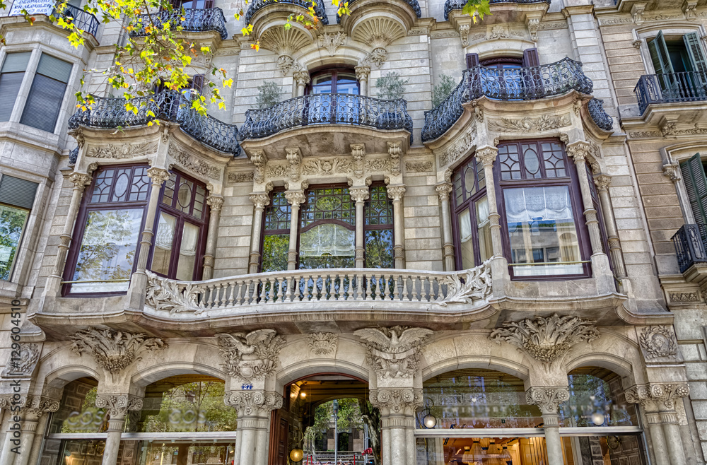 Splendid facade of building in Barcelona city center, Spain