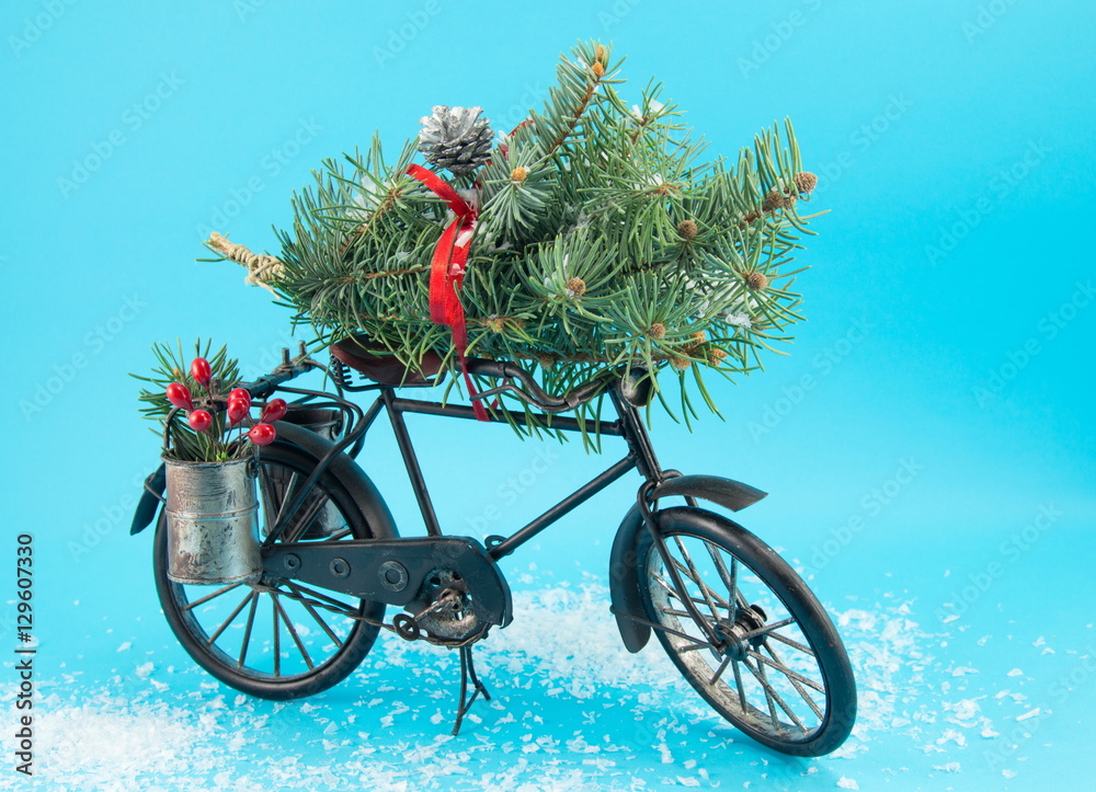 toy bicycle with christmas decorations