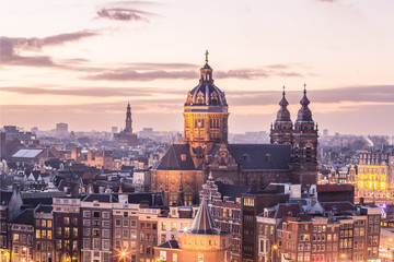 Stickers Amsterdam Skyline van Amsterdamse binnenstad  © fotolupa