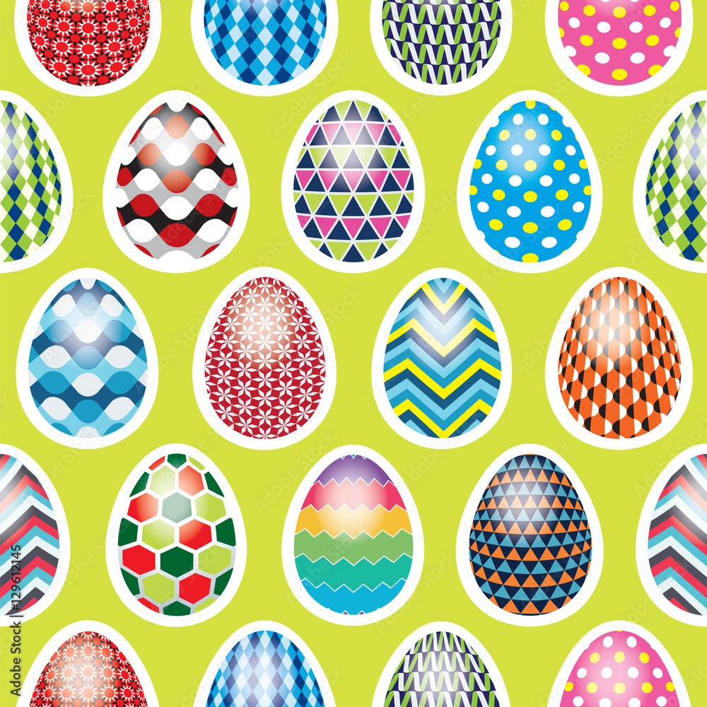 Seamless Easter egg pattern on a green background Seamless Easter egg pattern on a green background