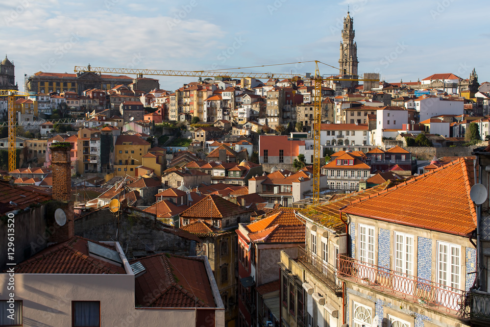 Living houses in the old town of Porto, Portugal.