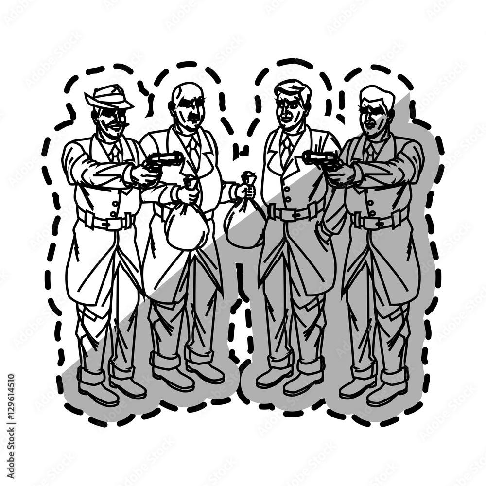 Inspector police and thief cartoon icon. Comic character and caricature theme. Isolated design. Vector illustration Inspector police and thief cartoon icon. Comic character and caricature theme. Isolated design. Vector illustration