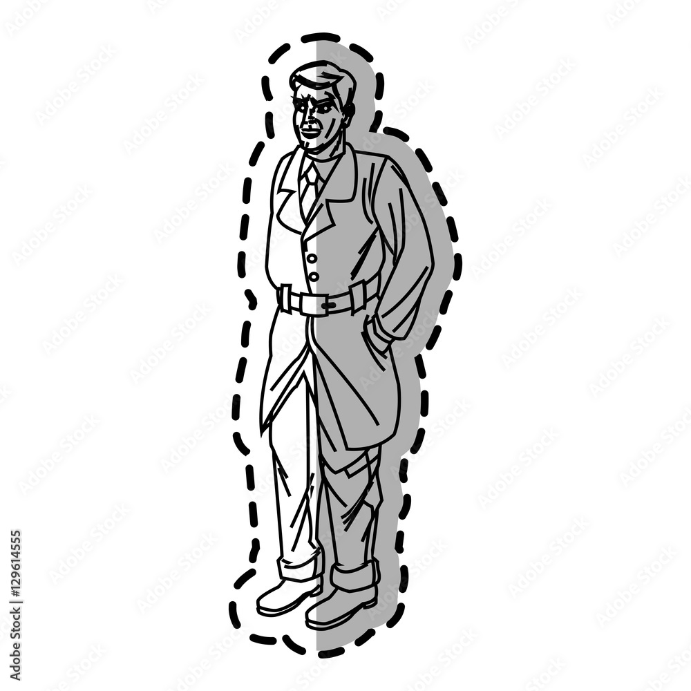 Inspector man cartoon icon. Comic character and caricature theme. Isolated design. Vector illustration