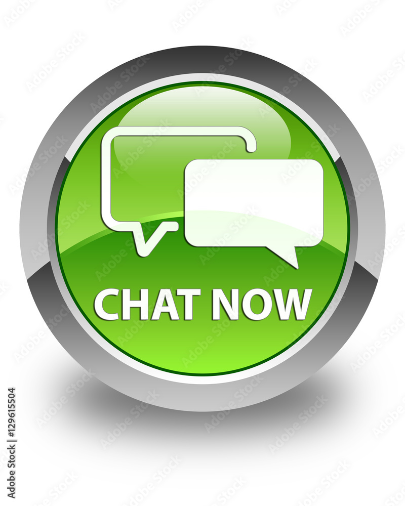Chat now glossy green round button Chat now glossy green round button