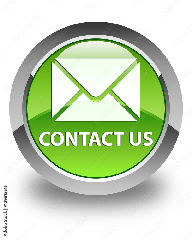 Contact us (email icon) glossy green round button Contact us (email icon) glossy green round button