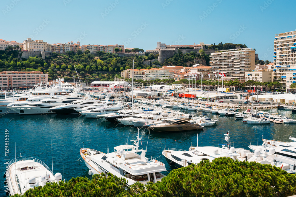 Yachts moored at town quay In Monaco, Monte Carlo