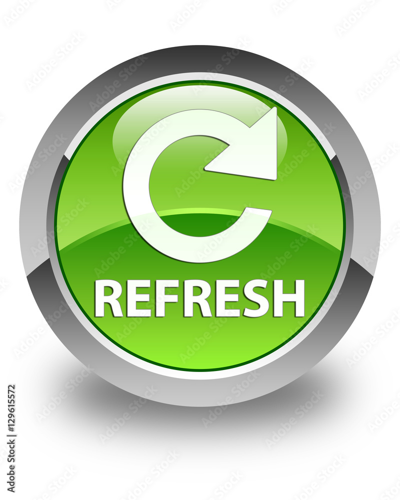 Refresh (rotate arrow icon) glossy green round button Refresh (rotate arrow icon) glossy green round button