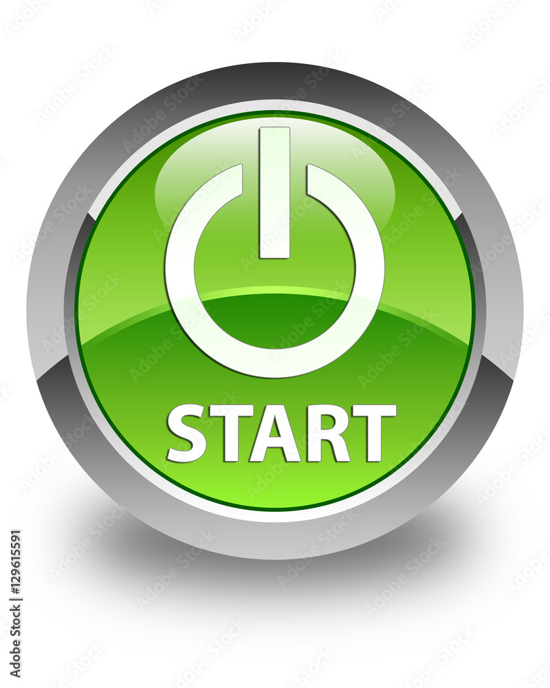 Start (power icon) glossy green round button Start (power icon) glossy green round button