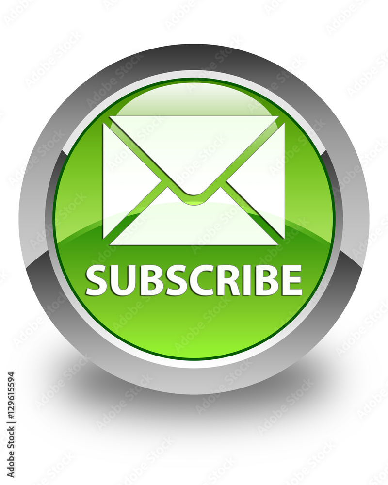 Subscribe (email icon) glossy green round button Subscribe (email icon) glossy green round button
