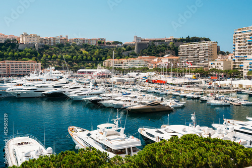 Yachts moored at town quay In Monaco  Monte Carlo