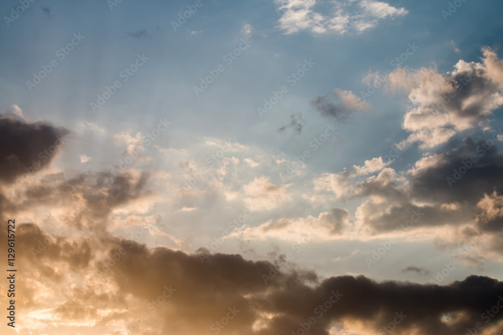 colorful dramatic sky with cloud at sunset