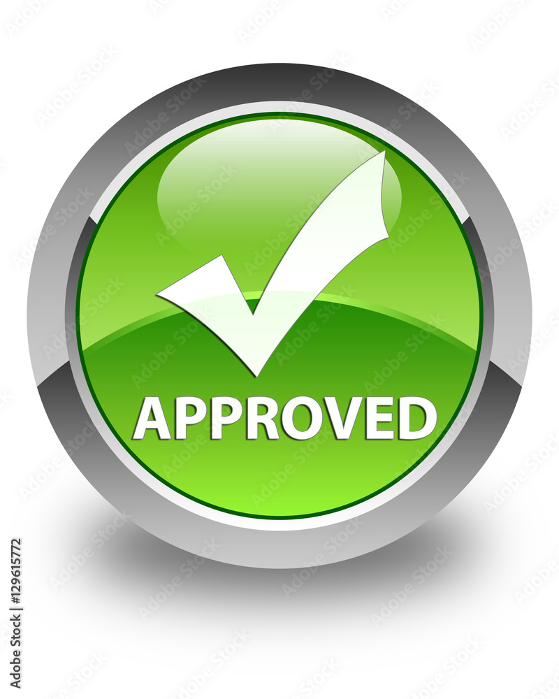 Approved (validate icon) glossy green round button Approved (validate icon) glossy green round button