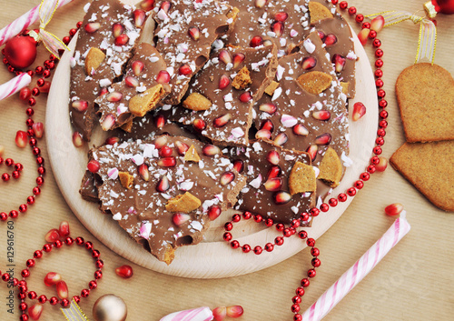 Christmas dessert creative idea - festive homemade chocolate..