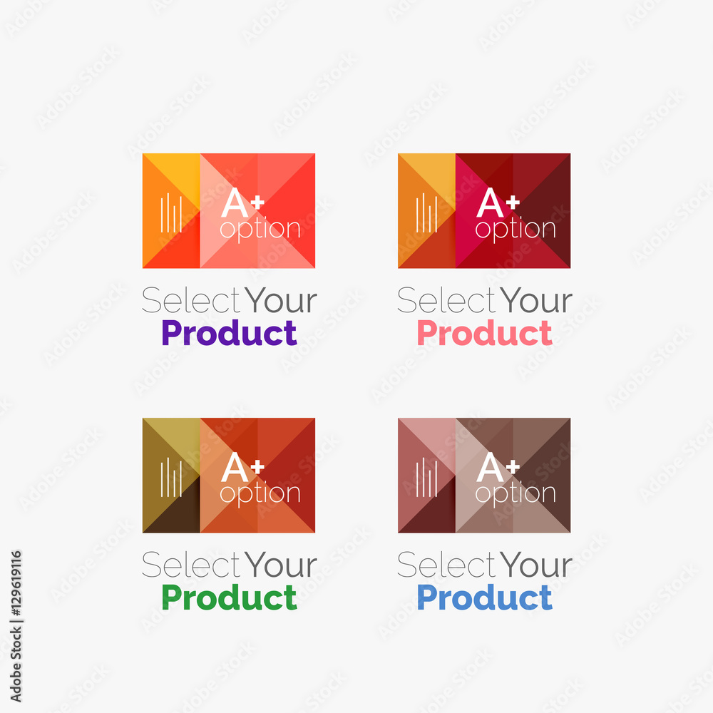 Obraz premium Set of abstract square interface menu navigation button