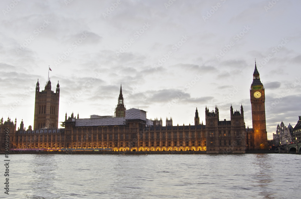 Big Ben and Westminster from the riverside