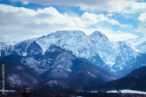 Winter mountains panorama of Zakopane, High Tatra Mountains, Poland