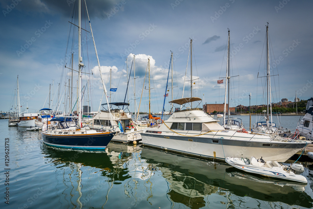 Marina on the Charles River, in Charlestown, Boston, Massachuset Marina on the Charles River, in Charlestown, Boston, Massachuset