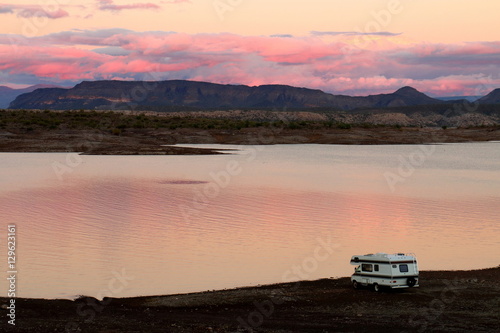 Vászonkép Camper Parked on Lake Pleasant Shoreline