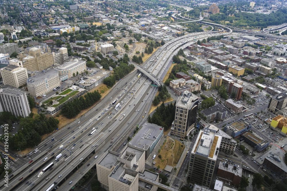 Fototapeta premium Highways of Seattle from above
