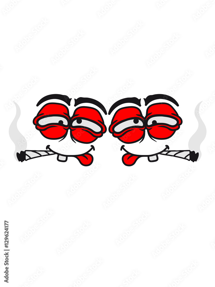 2 friends team crew kiffer drug smoking cigarette smoke weed cannabis  addictive look eyes evil angry crazy crazy face comic cartoon funny Stock  Illustration | Adobe Stock