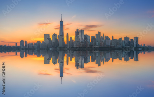 Manhattan cityscape panorama reflections  photo