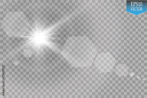 Vector transparent sunlight special lens flare light effect.
