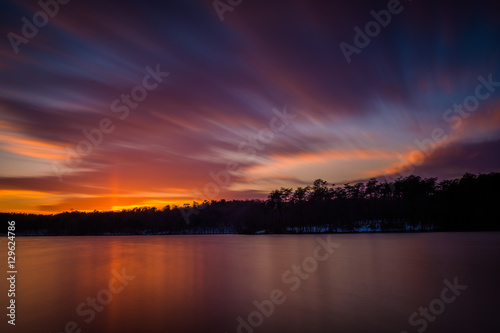 Long exposure of Prettyboy Reservoir at sunset  in Baltimore Cou