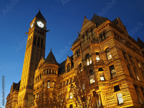 Photography Toronto Old City Hall illuminated at night