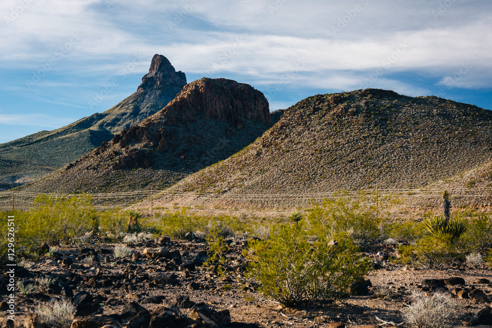 View of desert landscape from Historic Route 66,  near Oatman, A