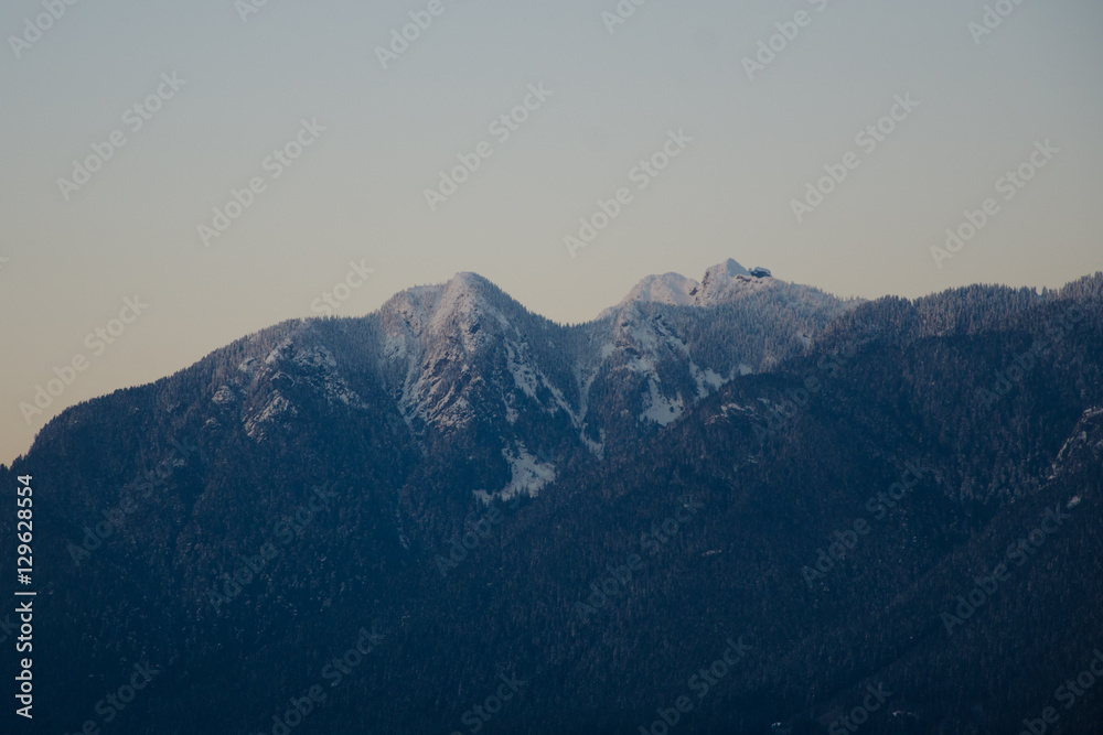 View on snow-covered mountain peaks