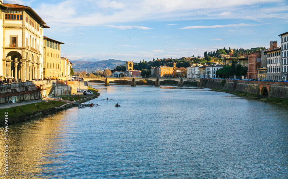 River Arno bridge Ponte alle Grazie in Florence