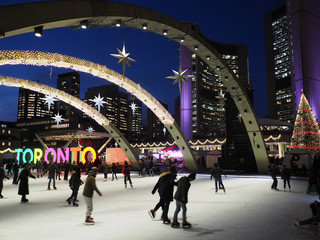 TORONTO -  City Hall skating ring and its colorful lights are a popular winter attraction