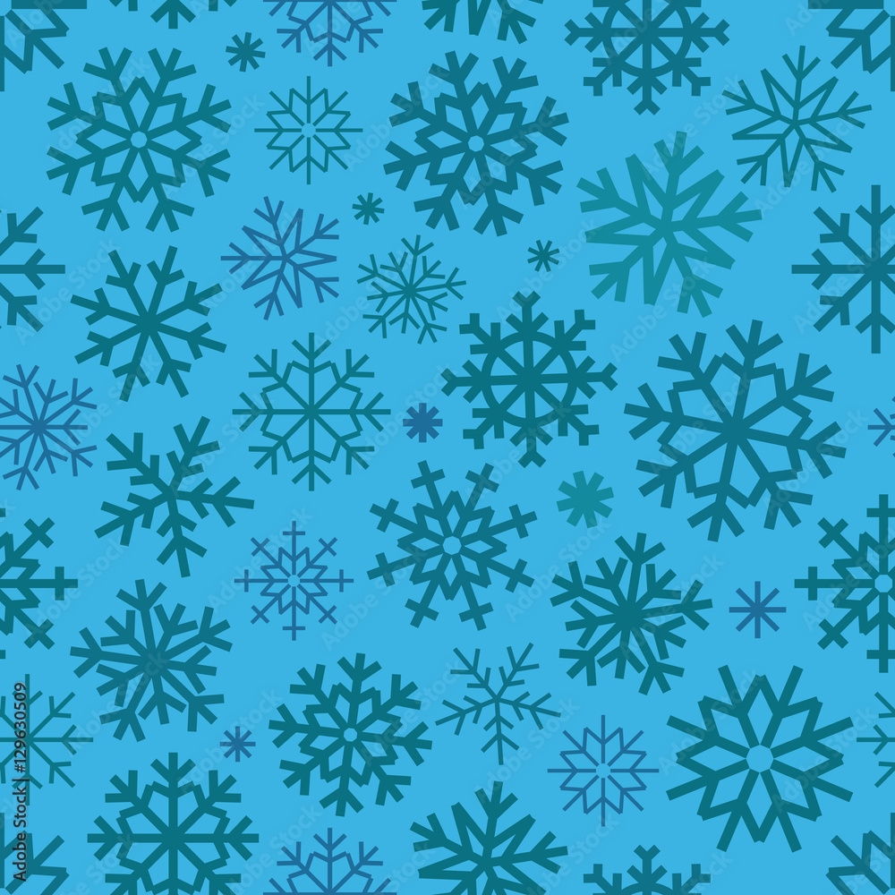 Different vector snowflakes seamless patter. Vector ice crystal