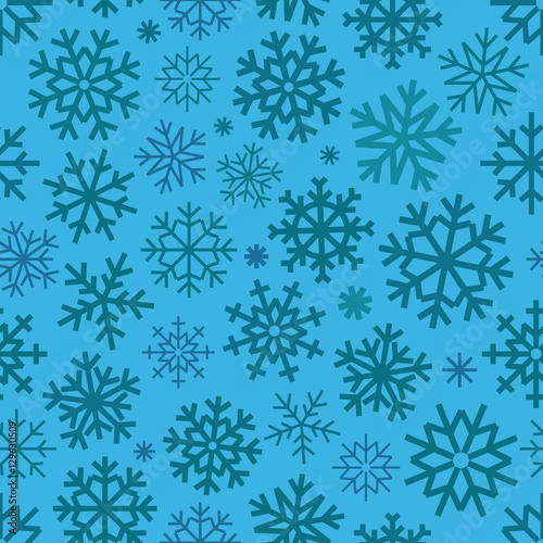 Different vector snowflakes seamless patter. Vector ice crystal