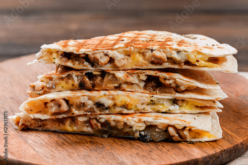 Quesadilla on a wooden table