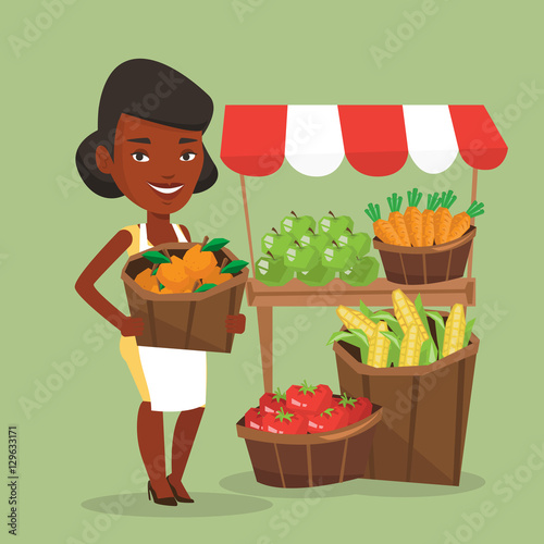 Street seller with fruits and vegetables.