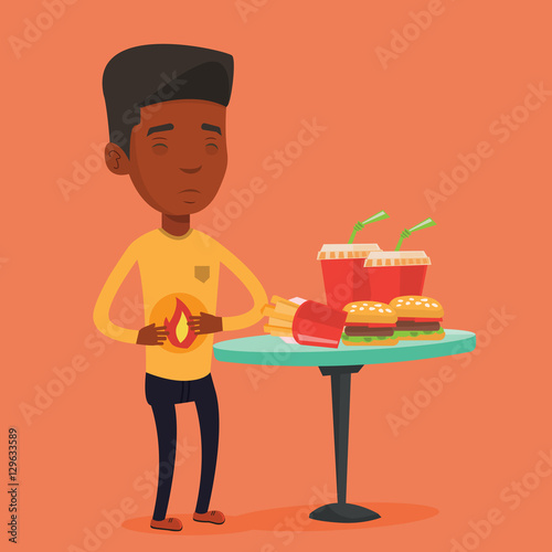 Man suffering from heartburn vector illustration