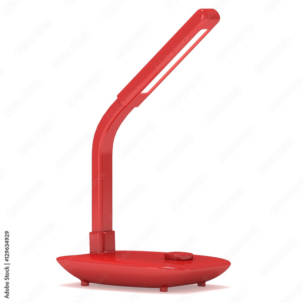 Led Sensor Desk Red Lamp. 3D render isolated on white background. Template for Object Presentation.